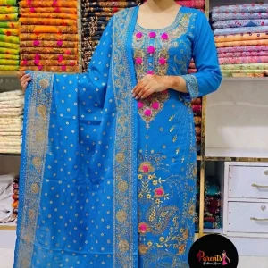 কারচুপি বুটিক্স থ্রি পিস – রয়েল ব্লো
